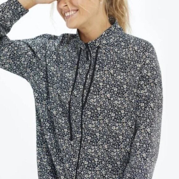 Summersalt The On-The-Go Zip-Up Jacket Women's Small Black White Floral Print - Picture 16 of 16